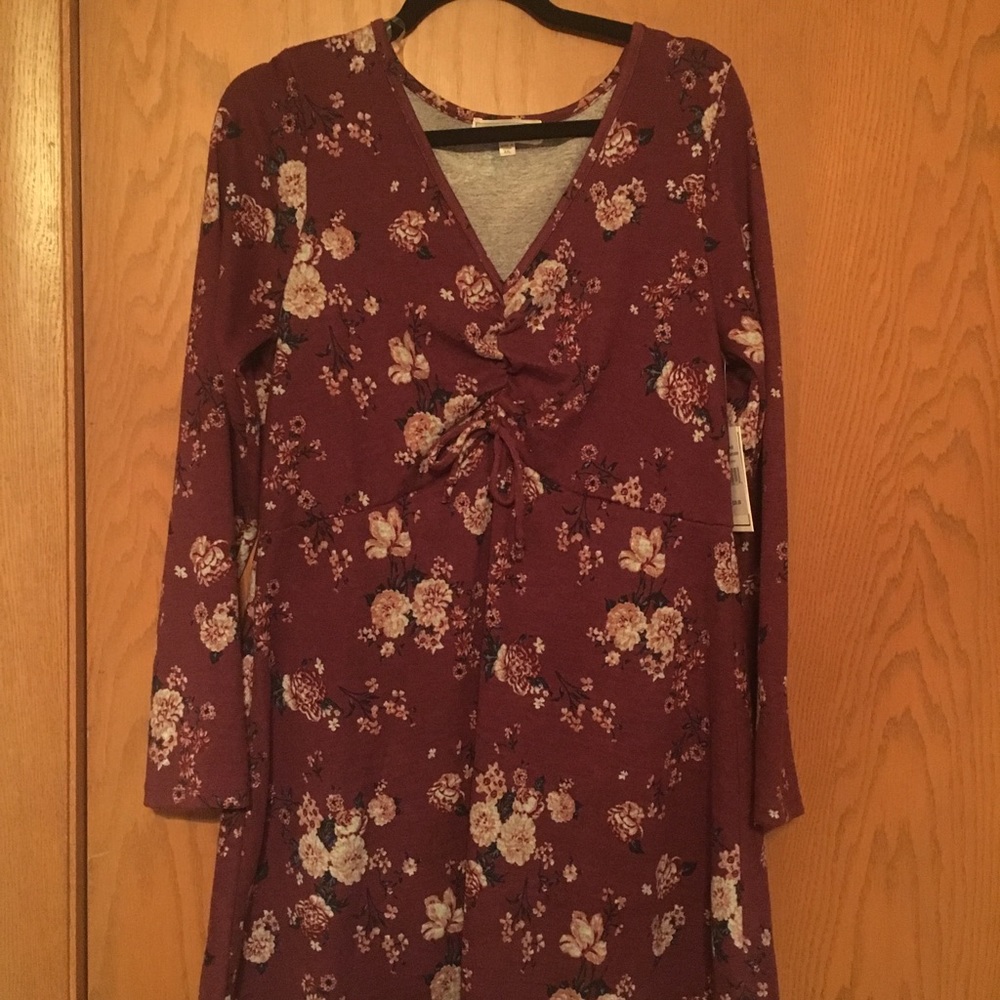 No Comment XXL Burgundy Floral Dress